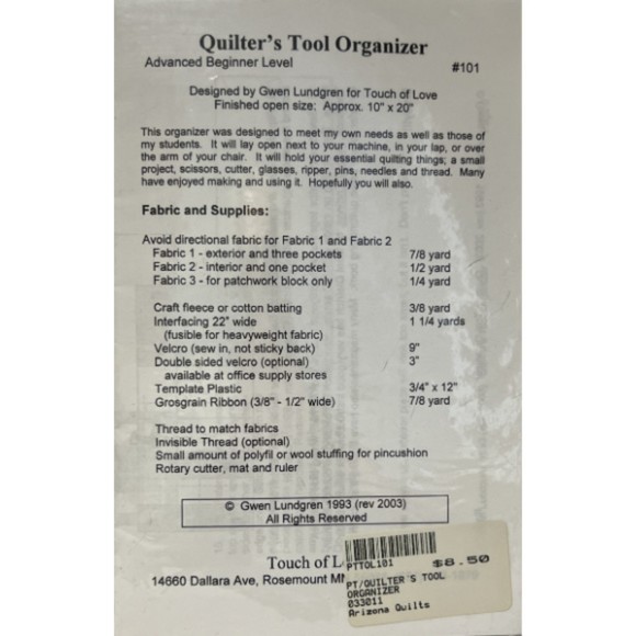 Touch of Love - Quilters Tool Organizer #101 - Picture 2 of 2